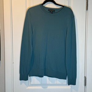 Katherine Barclay Teal Crewneck Sweater Extra Fine Merino Wool Size Large